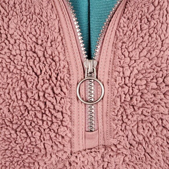 Cozy Sherpa Women's Size XL 1/4 Zip Jacket Maroon Mauve Sherpa Fleece Cozy Warm - Picture 8 of 11